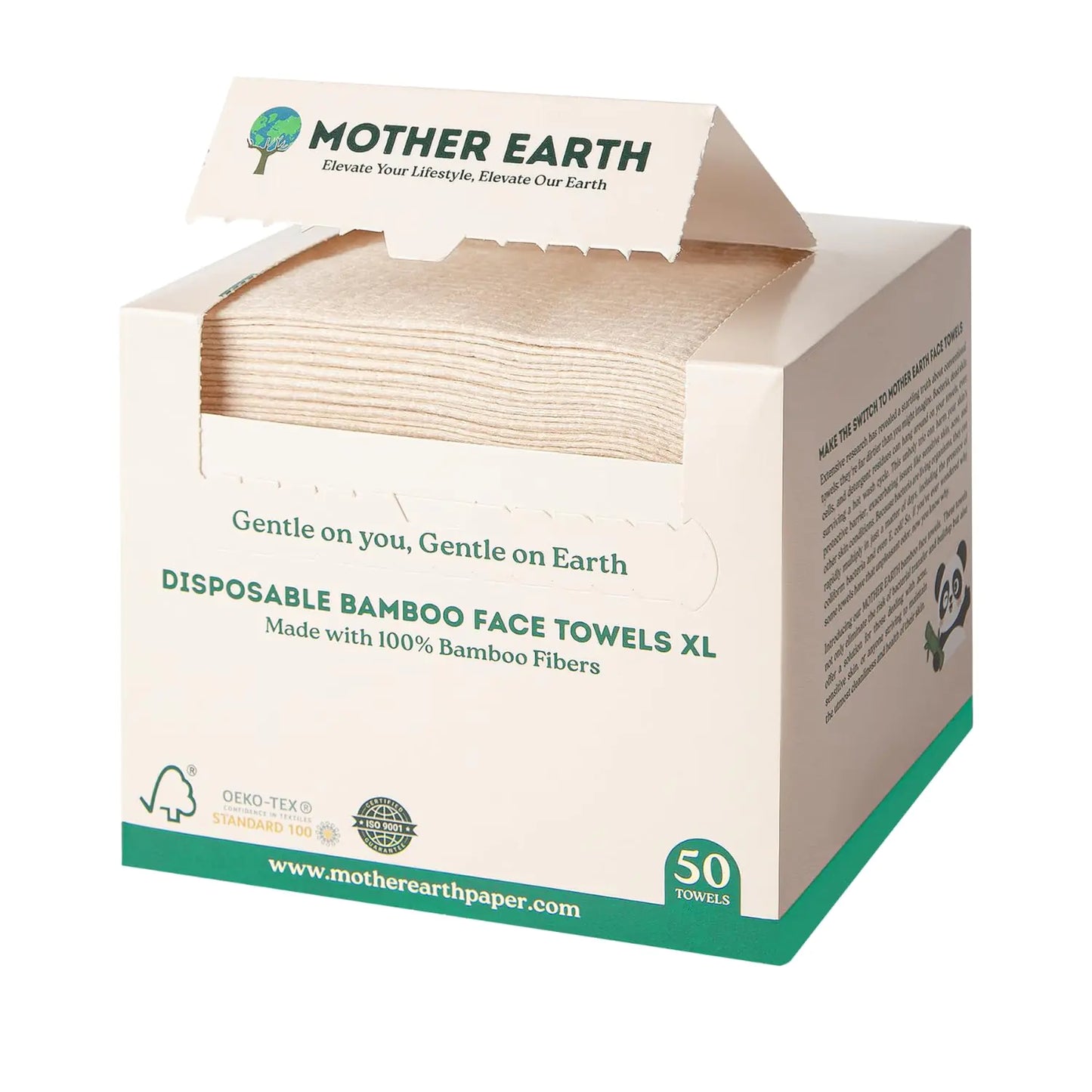 MOTHER EARTH Bamboo Face Towels XL – 50 Pack, Hypoallergenic