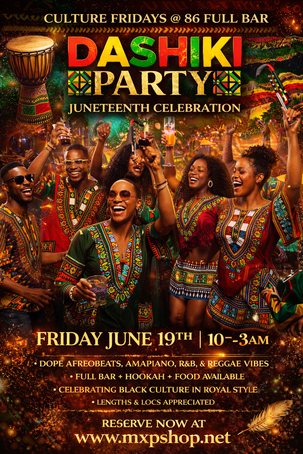 Dashiki Party | Juneteenth Celebration | June 19th | 86 Full Bar