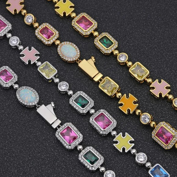 Gold-Plated Gemstone Necklace