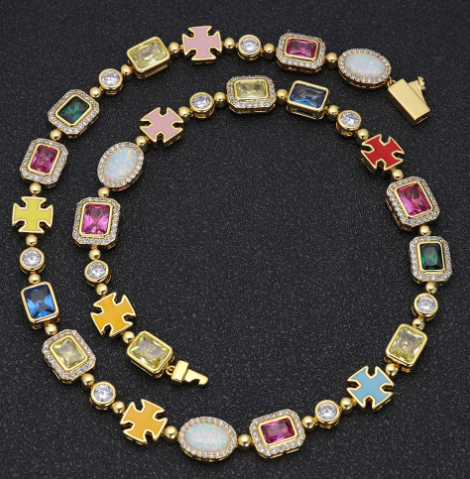 Gold-Plated Gemstone Necklace