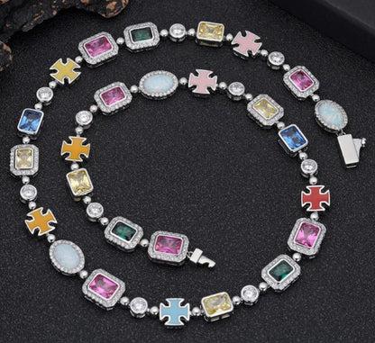 Gold-Plated Gemstone Necklace