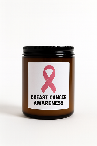 8oz Soy Wax Breast Cancer Awareness Candle – Pink Ribbon Jar | Hand-Poured Natural Candle