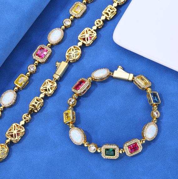 Gold-Plated Gemstone Necklace
