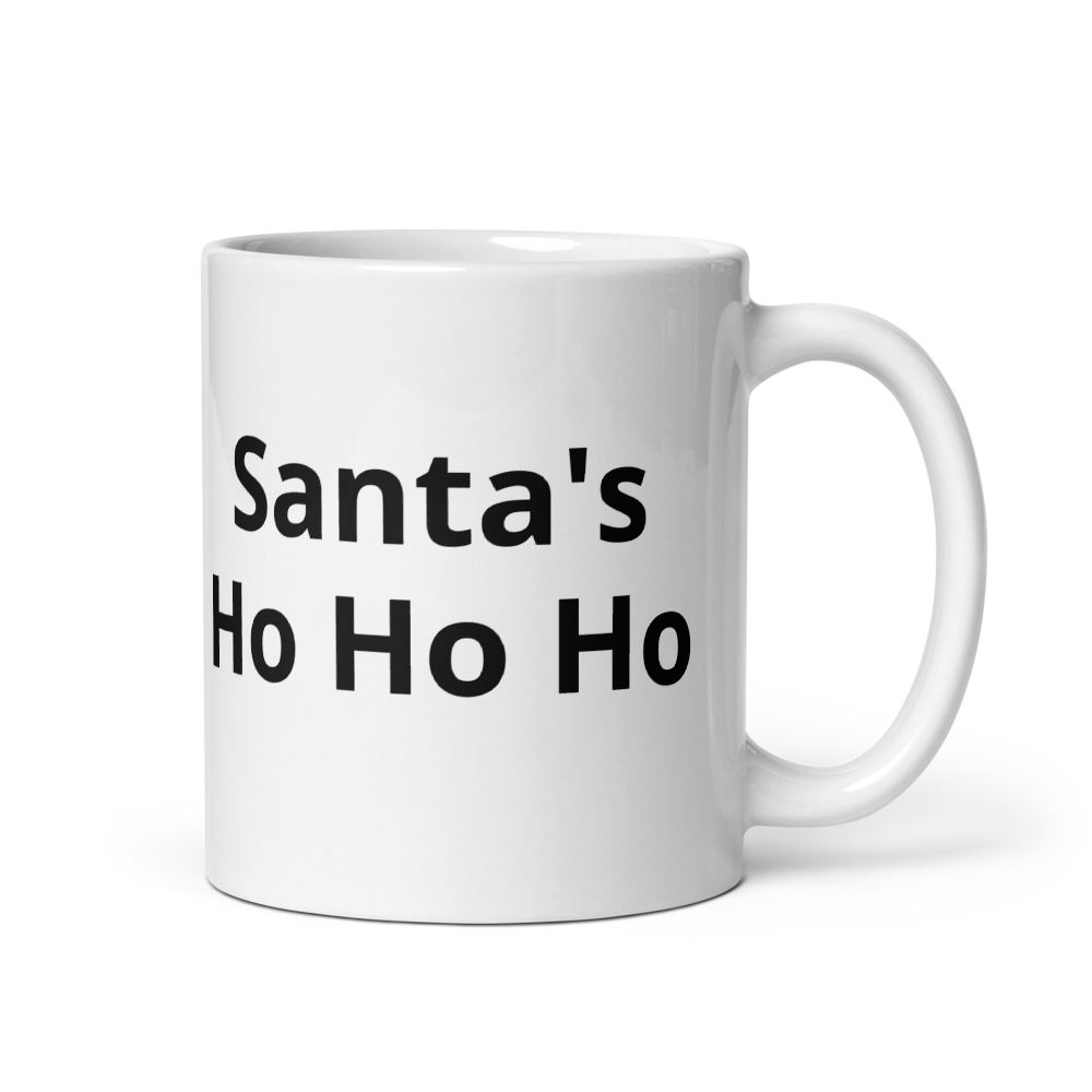 white ceramic holiday phrases mug for coffee or tea
